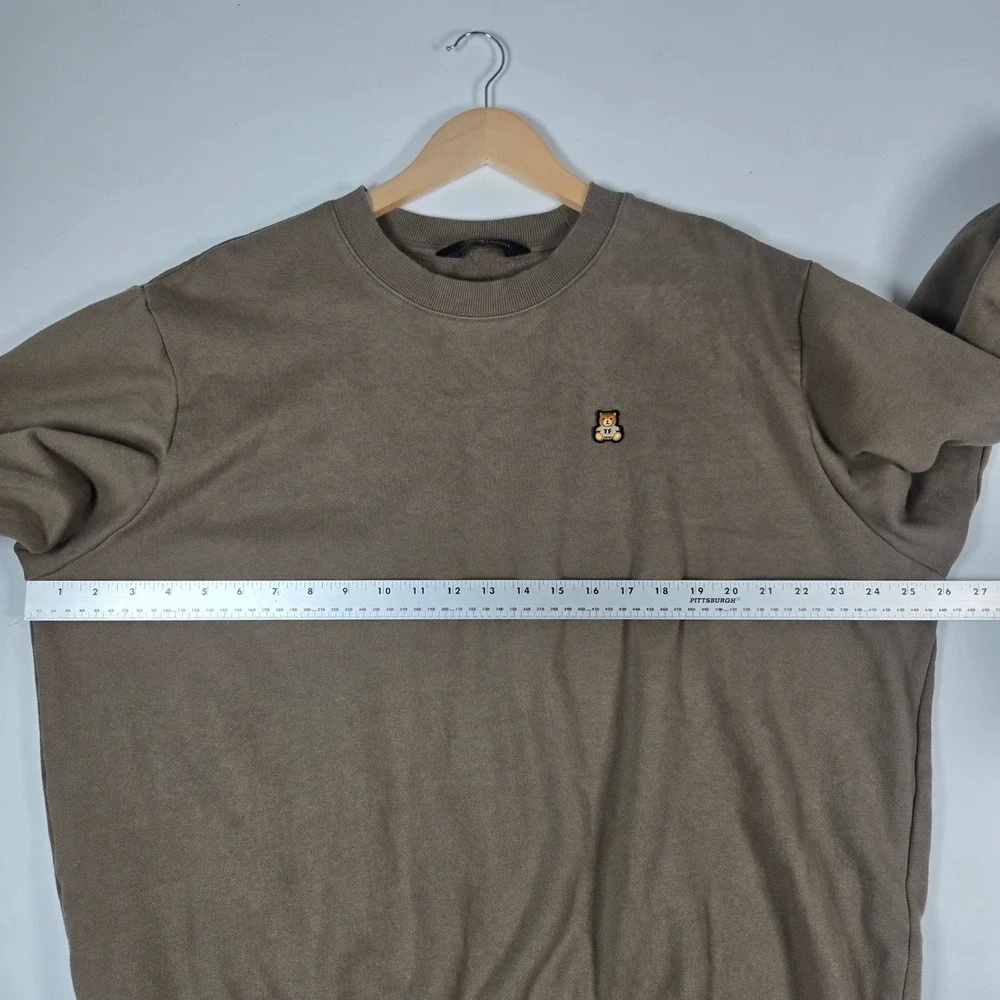 Teddy Fresh Sweatshirt Mens XL Brown Bear Patch Crewneck Pullover Sweater
